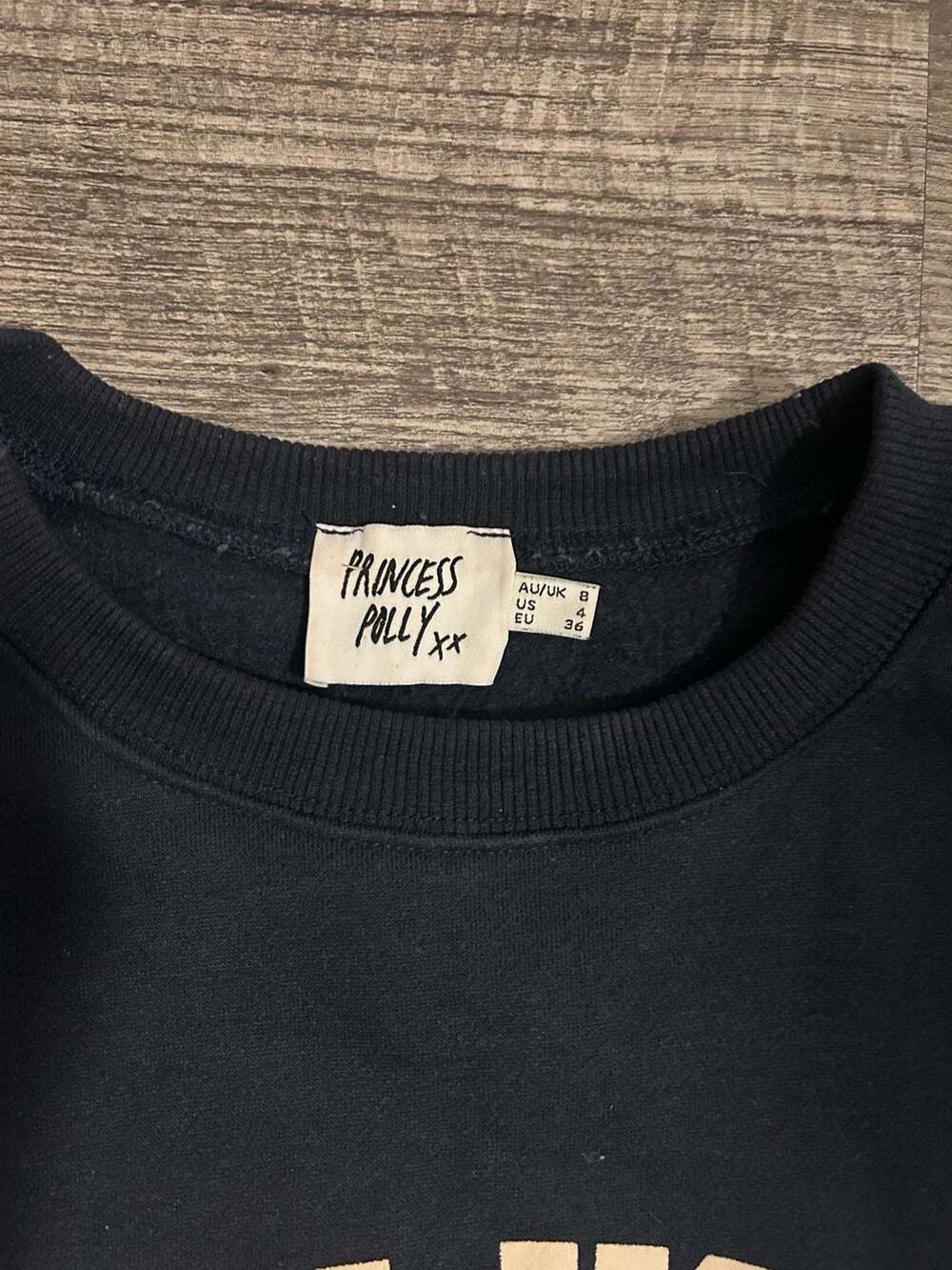 Princess Polly New York USA Graphic Sweatshirt Navy Size US 4 - Picture 2 of 3